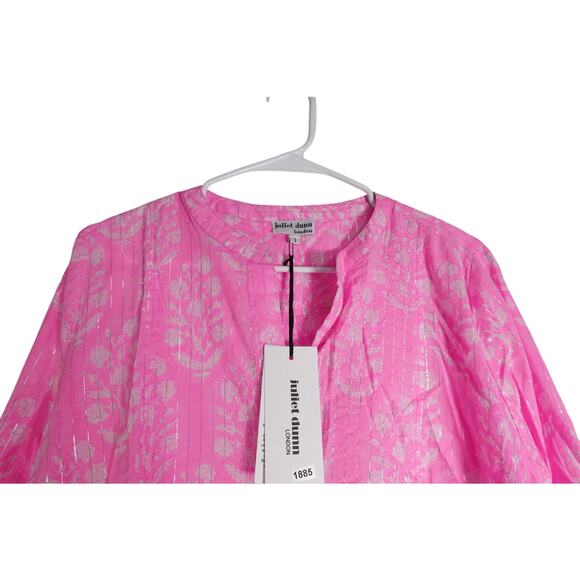 New Tuckernuck Juliet Dunn Orchid Flower Lurex Flared Sleeve Dress Size 3 1885-Y - Picture 6 of 15